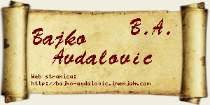 Bajko Avdalović vizit kartica